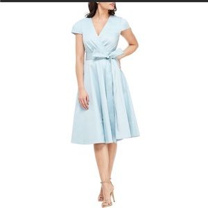 Gal Meets Glam Light Blue Wrap Fit-and-Flare Mini Dress